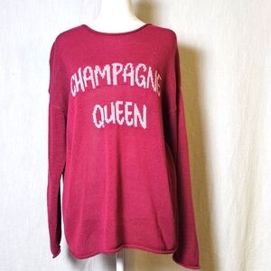 GILLI Womens Crewneck Pink Sweater Sz M CHAMPAGNE QUEEN Knit Longsleeve Casual